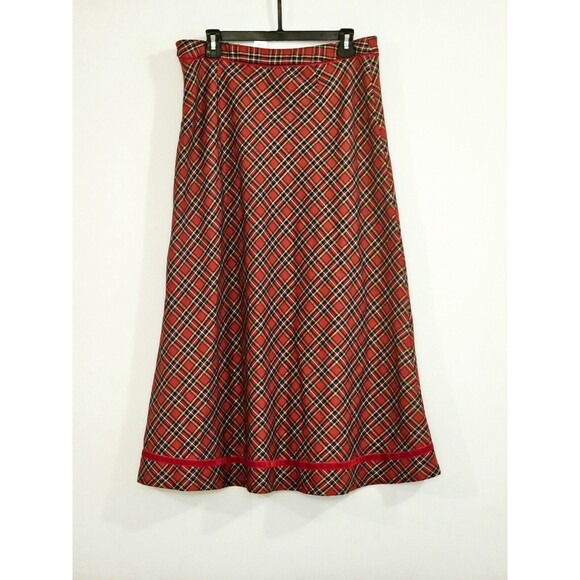 Vintage Red Plaid Midi Skirt - Basic Editions - Size 10 - Classic Holiday Look - Picture 3 of 10